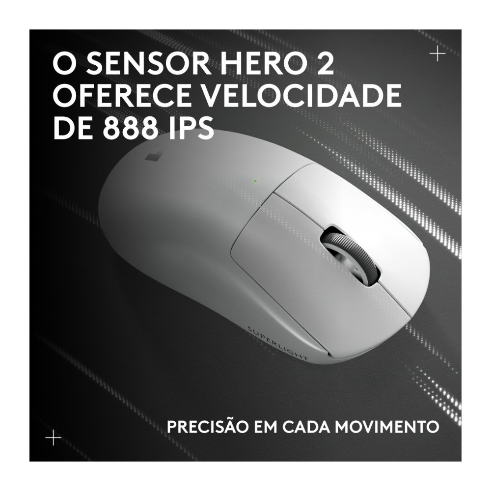 Mouse Gamer Sem Fio Logitech G PRO X SUPERLIGHT 2c, 5 botões, sensor 44K DPI, Atualização de até 8 kHz, PC e Mac, Branco - 910-007537 - view 12