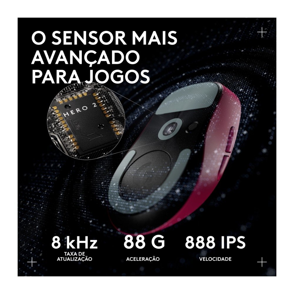 Mouse Gamer Sem Fio ( Balão.info) 2c, 5 botões, ( Balão.info) DPI, Atualização de até 8 kHz, PC e Mac, Magenta -910-( Balão.info - foto 4