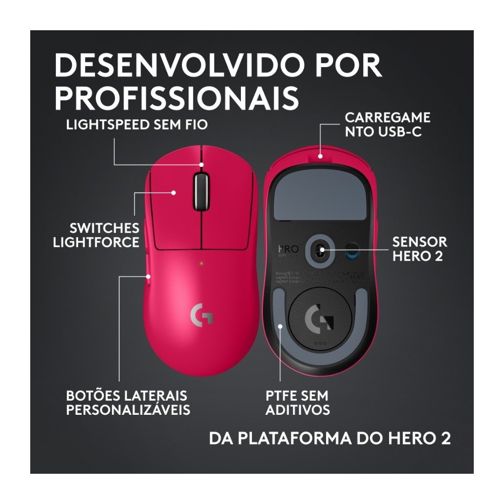 Mouse Gamer Sem Fio ( Balão.info) 2c, 5 botões, ( Balão.info) DPI, Atualização de até 8 kHz, PC e Mac, Magenta -910-( Balão.info - foto 6