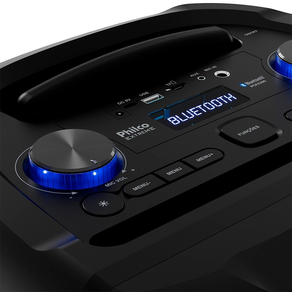 Caixa de Som Acústica Philco PCX5200, Bluetooth, Função TWS, Entrada para Microfone, Preto - 56603796 - view 9