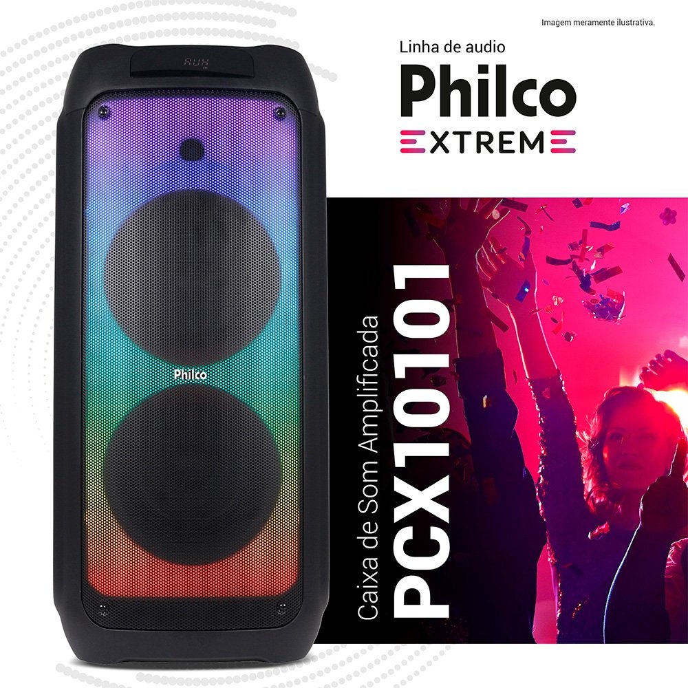 Caixa de Som Acústica Philco PCX10101, 2000W RMS, Bateria Interna (até 20h), Bluetooth e TWS, Preto - 56603810 - view 6