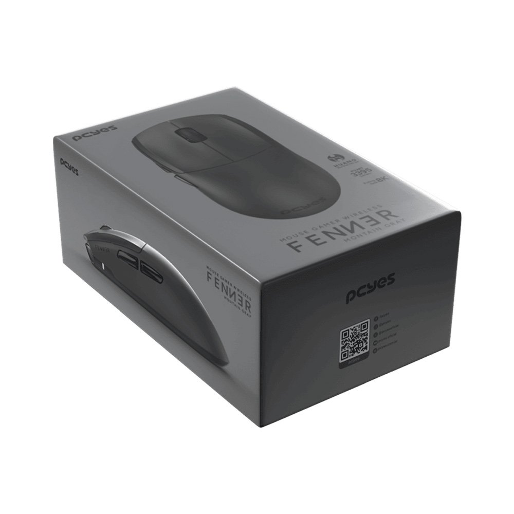 Imagem 8 de 8 do produto Mouse Gamer Sem Fio PCYES Fenner, RGB, 26000 DPI, 6 Botões, Wireless, Bluetooth, Polling Rate 8K, Cinza Montain - PMGFMG8K
