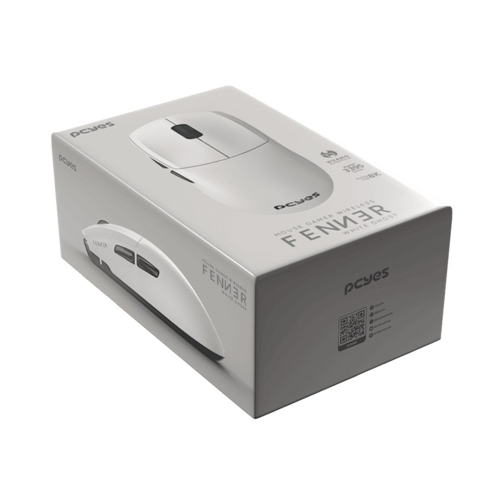 Imagem 8 de 8 do produto Mouse Gamer Sem Fio PCYES Fenner, RGB, 26000 DPI, 6 Botões, Wireless, Bluetooth, Polling Rate 8K, Branco Ghost - PMGFWG8K