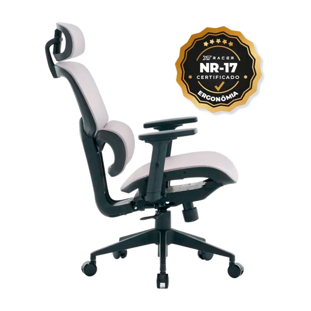 Cadeira Office XT Office X-Max, Até 120Kg, Reclinável, Braço 2D, Cilindro de Gás Classe 4, Tela Mesh, Cinza e Preta - XTO-104 - view 24