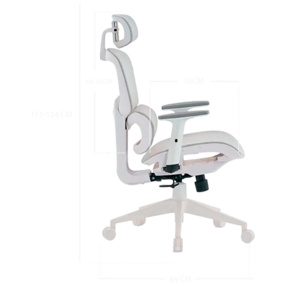 Cadeira Office XT Office X-Max, Até 120Kg, Reclinável, Braço 2D, Cilindro de Gás Classe 4, Tela Mesh, Branca e Cinza Claro - XTO-105 - view 23