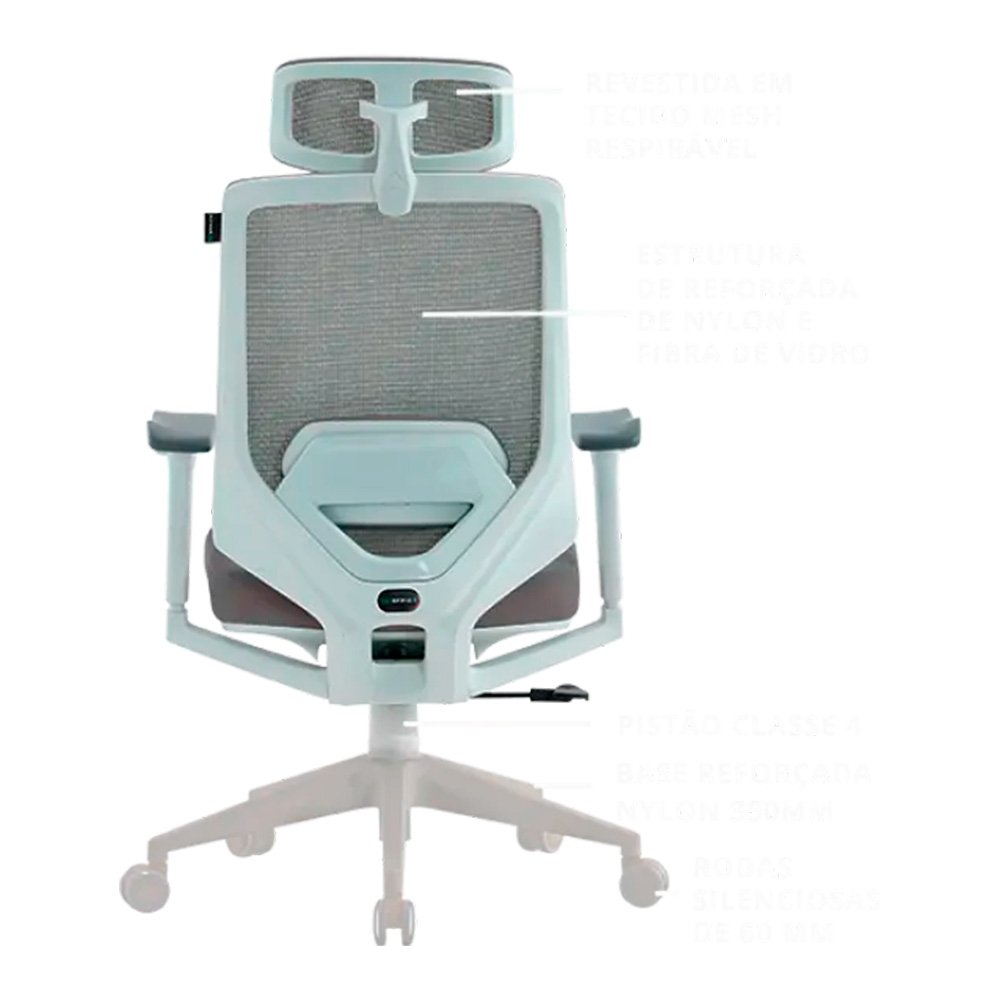 Cadeira Office XT Office X-Power, Até 130Kg, Reclinável, Braço 3D, Cilindro de Gás Classe 4, Tela Mesh, Branca e Cinza Claro - XTO-109 - view 11