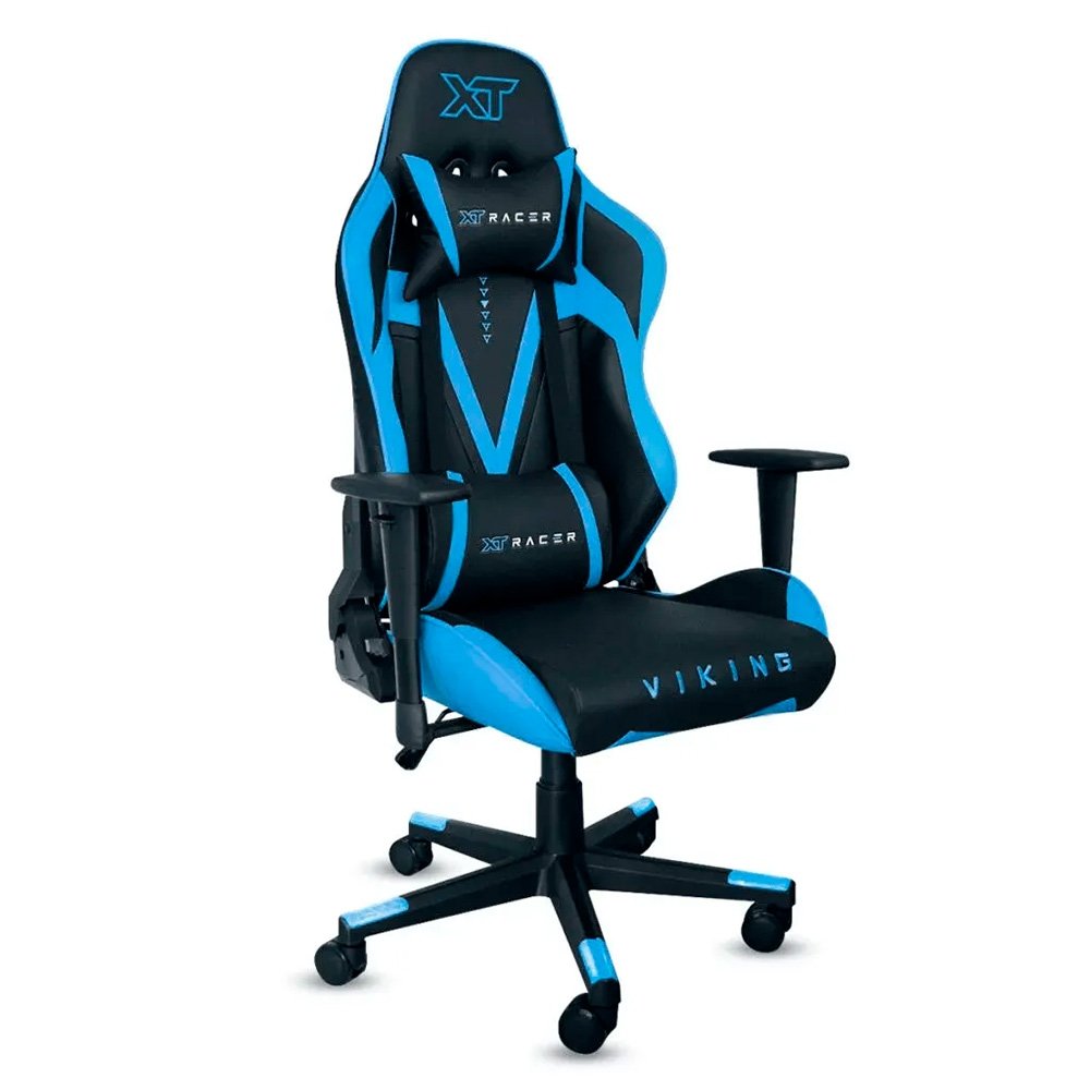 Cadeira Gamer XT Racer Viking Series, Até 120Kg, Reclinável, Com Almofadas, Cilindro de Gás Classe 4, Couro PU, Preta e Azul - XTR-012 - view 2