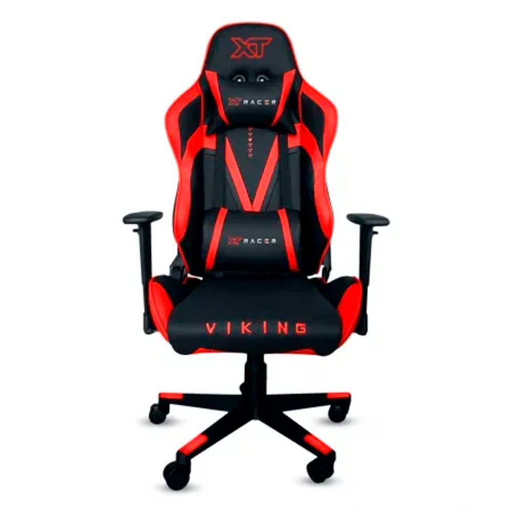 Cadeira Gamer XT Racer Viking Series, Até 120Kg, Reclinável, Com Almofadas, Cilindro de Gás Classe 4, Couro PU, Preta e Vermelha - XTR-013