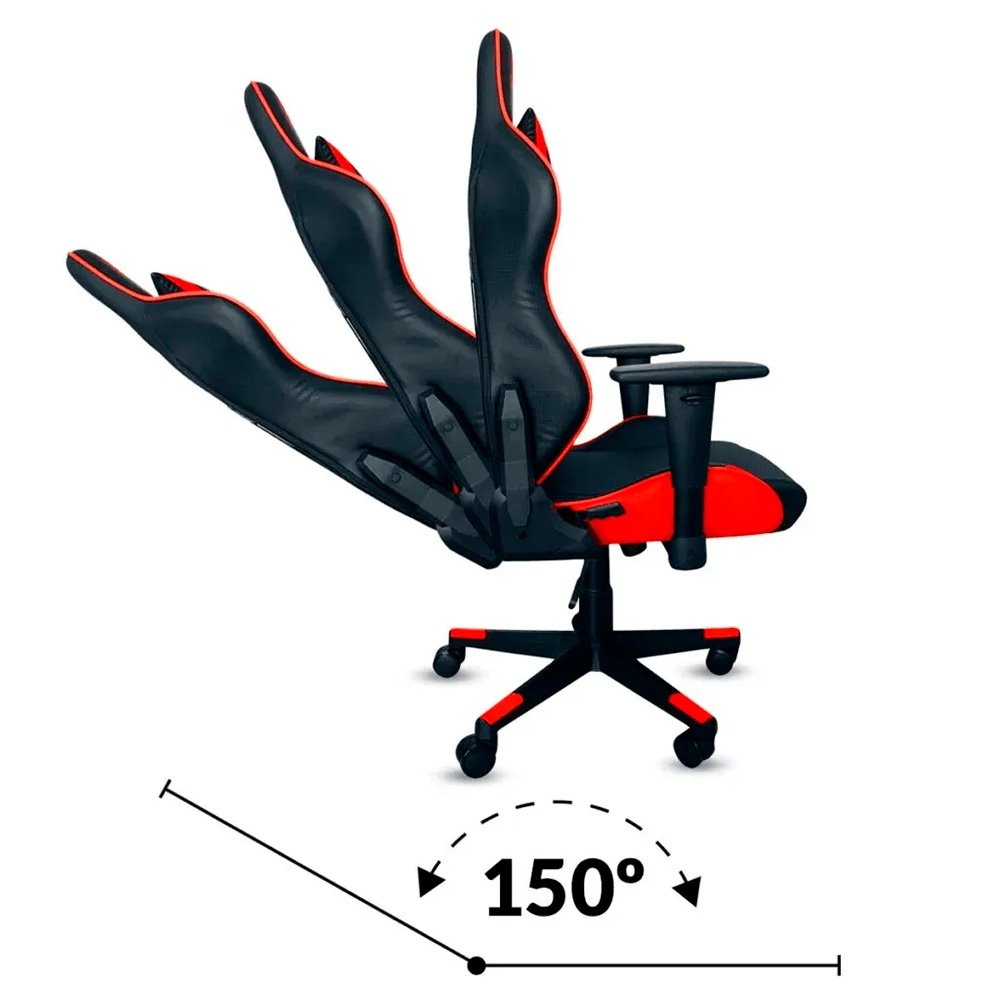 Cadeira Gamer XT Racer Viking Series, Até 120Kg, Reclinável, Com Almofadas, Cilindro de Gás Classe 4, Couro PU, Preta e Vermelha - XTR-013 - view 8
