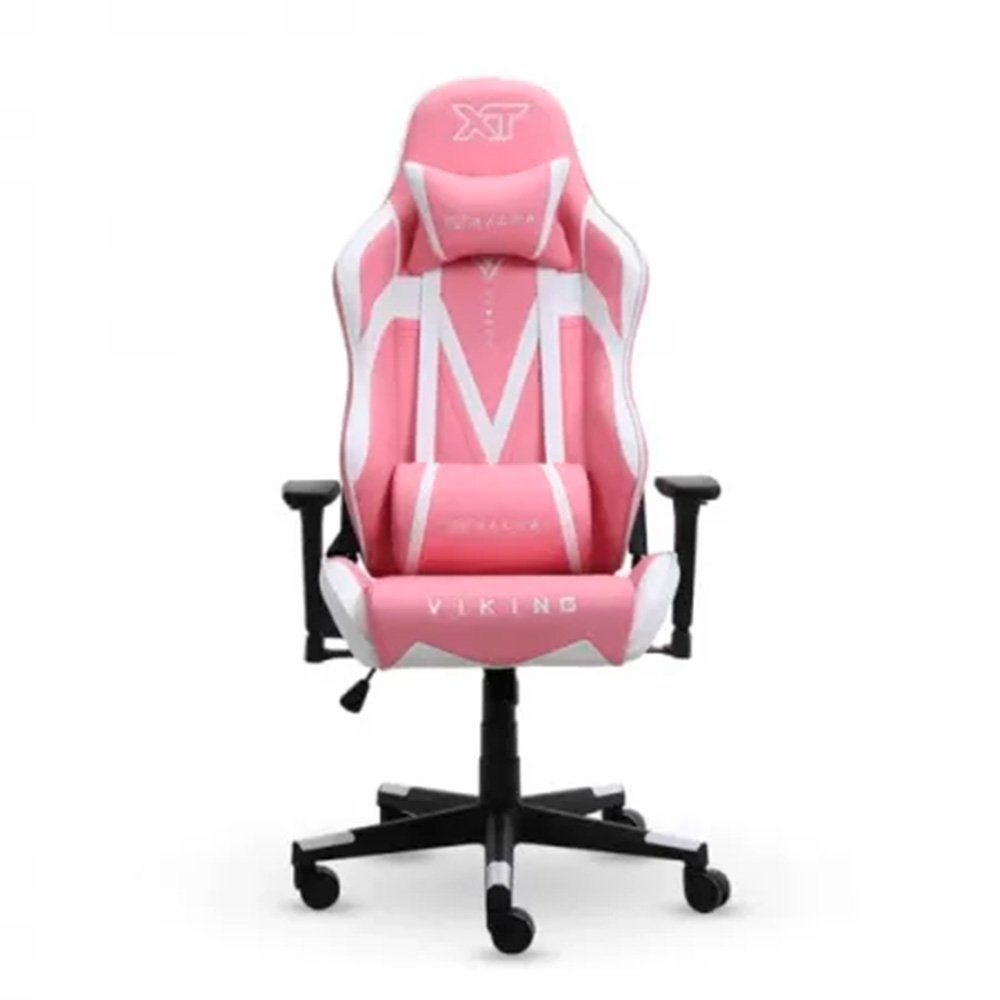 Cadeira Gamer XT Racer Viking Series, Até 120Kg, Reclinável, Com Almofadas, Cilindro de Gás Classe 4, Couro PU, Rosa e Branca - XTR-019