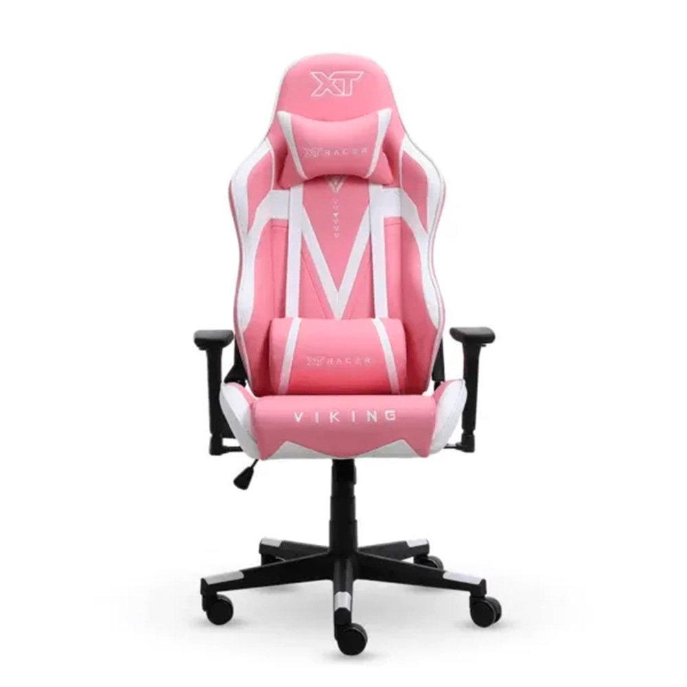 Imagem 9 de 9 do produto Cadeira Gamer XT Racer Viking Series, Até 120Kg, Reclinável, Com Almofadas, Cilindro de Gás Classe 4, Couro PU, Rosa e Branca - XTR-019