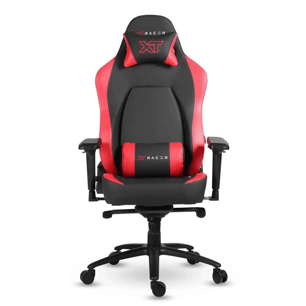 Cadeira Gamer XT Racer Fire Gun, Até 130Kg, Reclinável, Com Almofadas, Cilindro de Gás Classe 4, Couro PU, Preta e Vermelha - XTR-027
