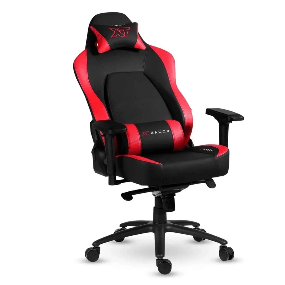 Imagem 5 de 19 do produto Cadeira Gamer XT Racer Fire Gun, Até 130Kg, Reclinável, Com Almofadas, Cilindro de Gás Classe 4, Couro PU, Preta e Vermelha - XTR-027