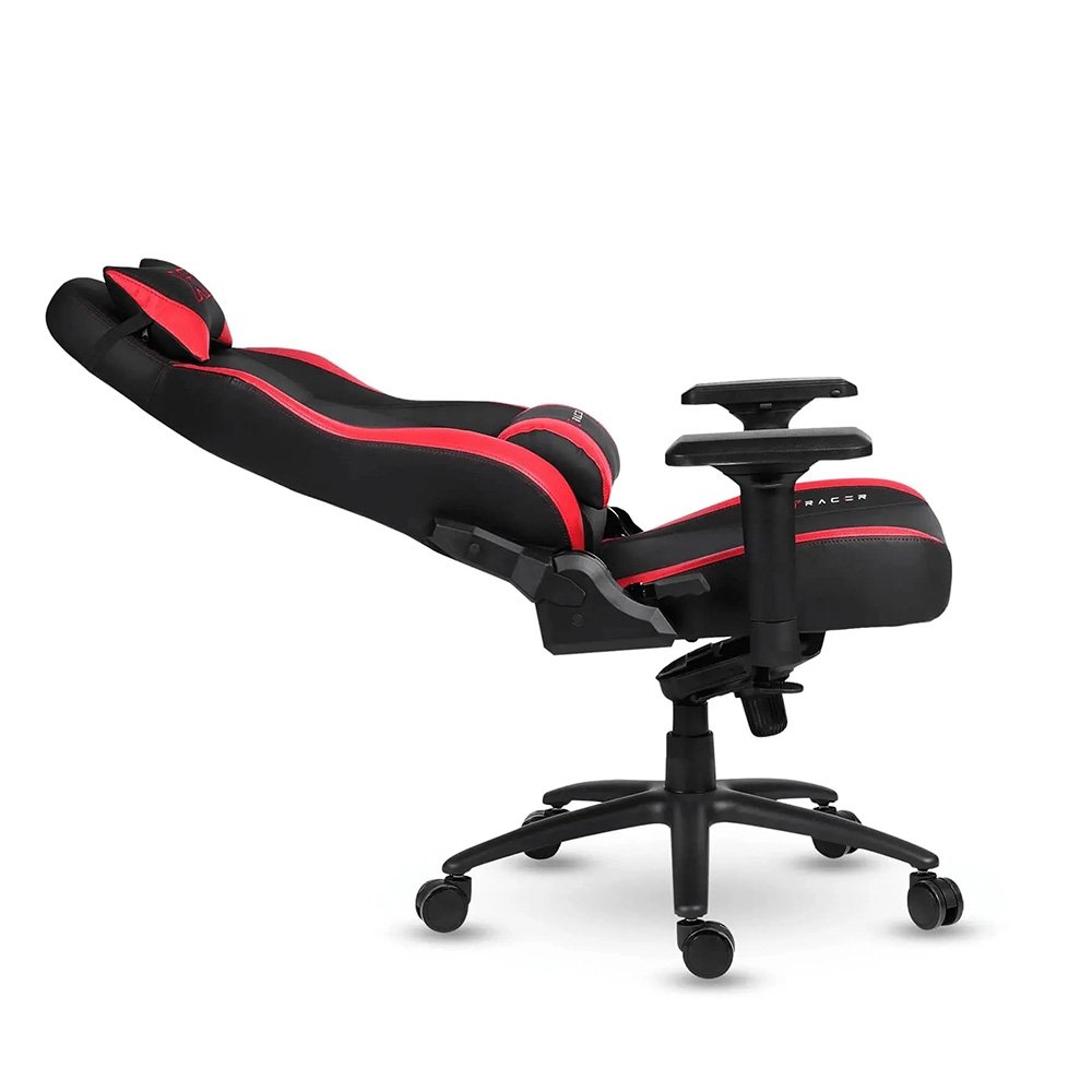 Imagem 7 de 19 do produto Cadeira Gamer XT Racer Fire Gun, Até 130Kg, Reclinável, Com Almofadas, Cilindro de Gás Classe 4, Couro PU, Preta e Vermelha - XTR-027