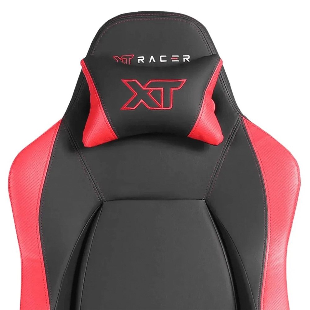 Imagem 11 de 19 do produto Cadeira Gamer XT Racer Fire Gun, Até 130Kg, Reclinável, Com Almofadas, Cilindro de Gás Classe 4, Couro PU, Preta e Vermelha - XTR-027