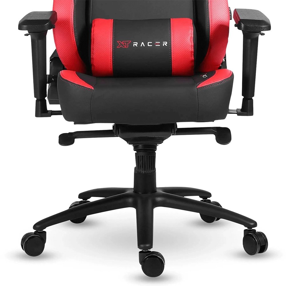 Imagem 12 de 19 do produto Cadeira Gamer XT Racer Fire Gun, Até 130Kg, Reclinável, Com Almofadas, Cilindro de Gás Classe 4, Couro PU, Preta e Vermelha - XTR-027