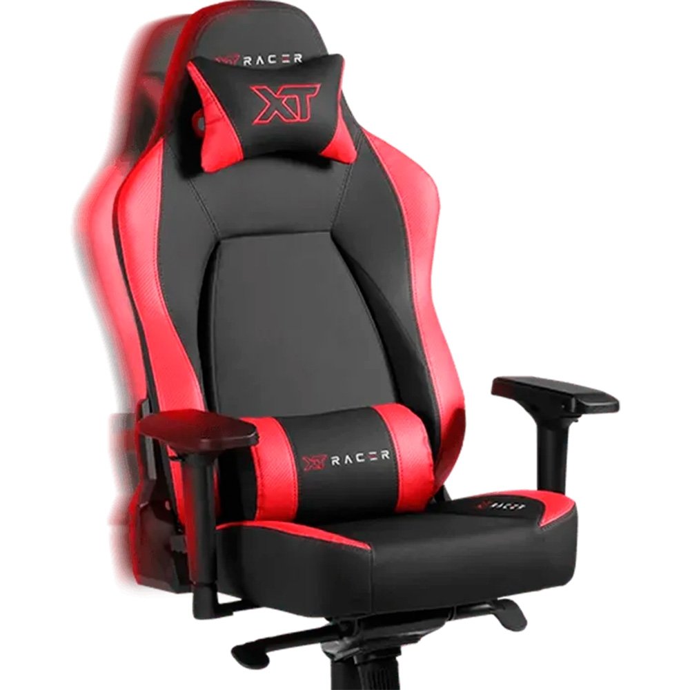 Imagem 16 de 19 do produto Cadeira Gamer XT Racer Fire Gun, Até 130Kg, Reclinável, Com Almofadas, Cilindro de Gás Classe 4, Couro PU, Preta e Vermelha - XTR-027