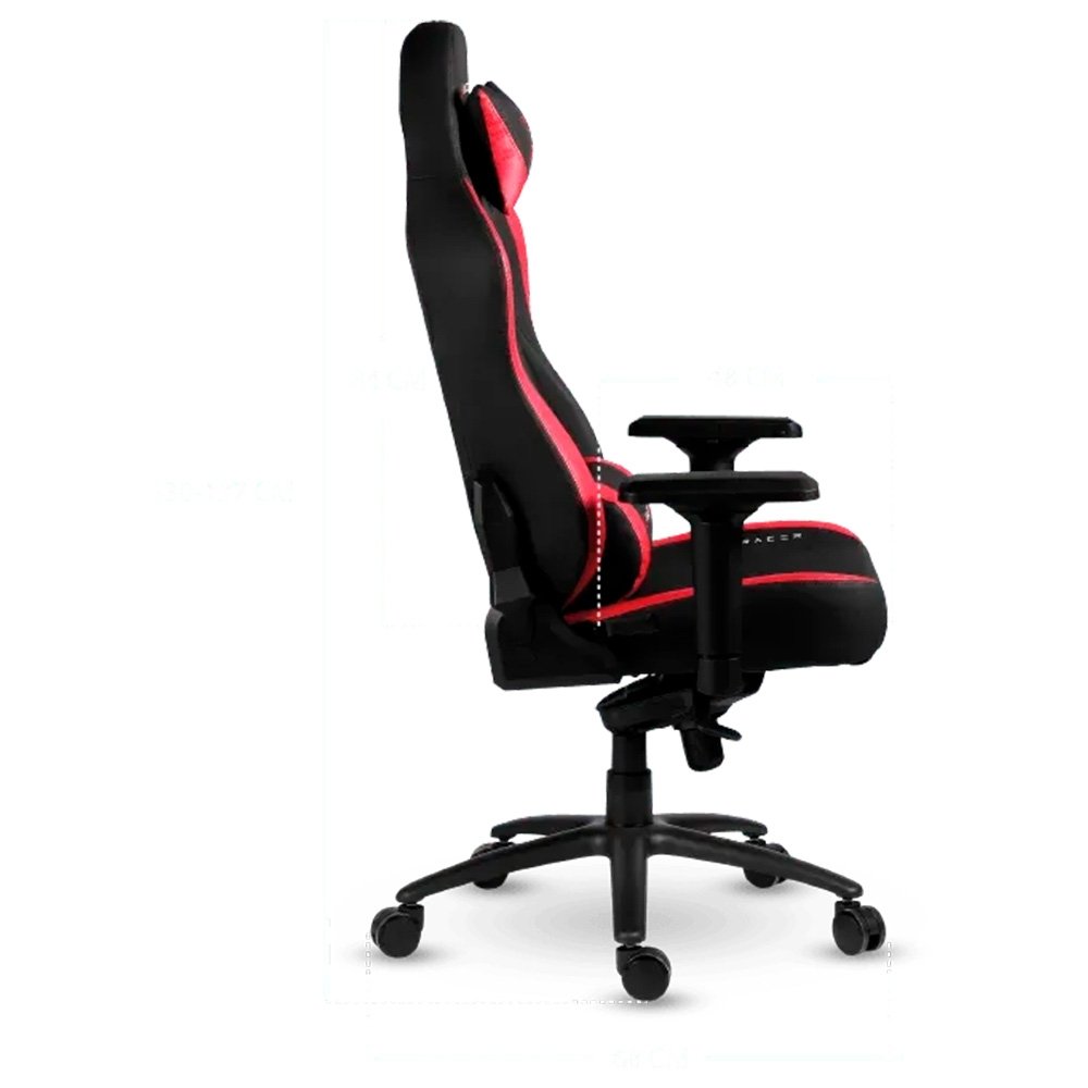 Imagem 19 de 19 do produto Cadeira Gamer XT Racer Fire Gun, Até 130Kg, Reclinável, Com Almofadas, Cilindro de Gás Classe 4, Couro PU, Preta e Vermelha - XTR-027