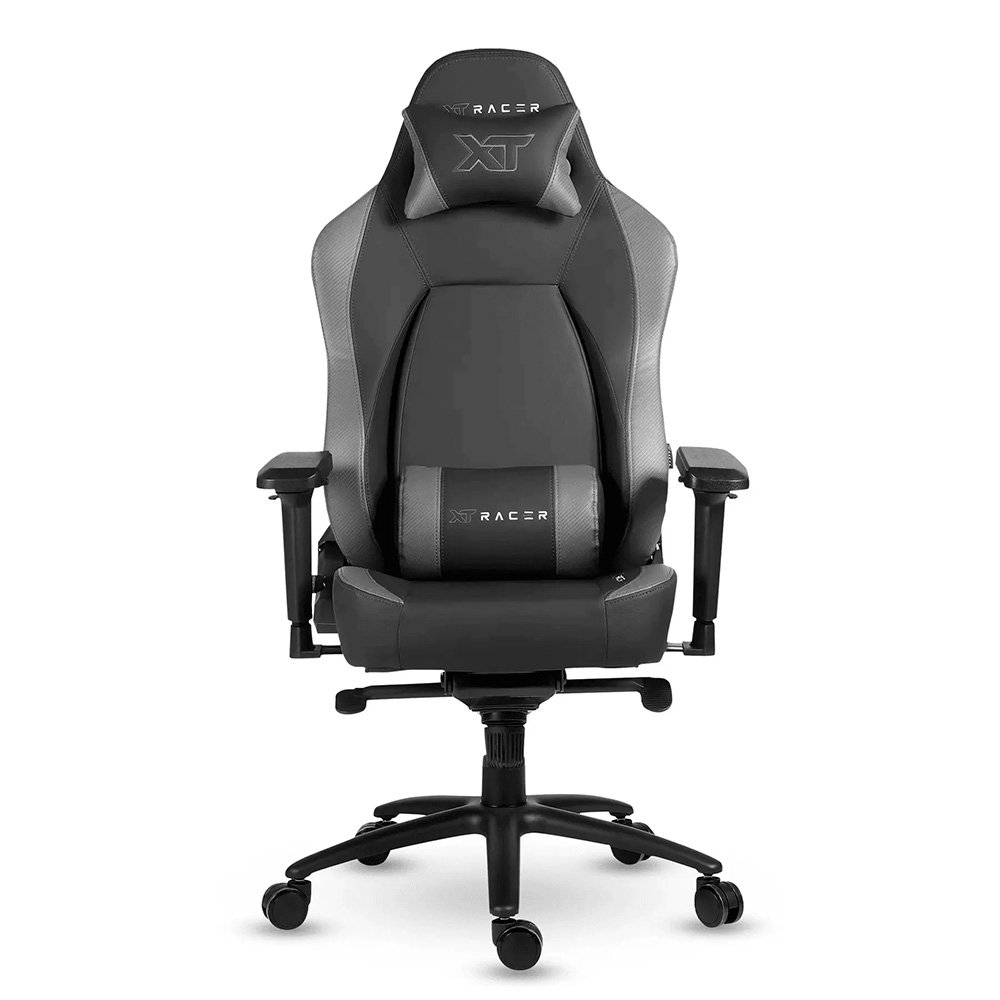 Cadeira Gamer XT Racer Fire Gun, Até 130Kg, Reclinável, Com Almofadas, Cilindro de Gás Classe 4, Couro PU, Preta e Prata - XTR-028