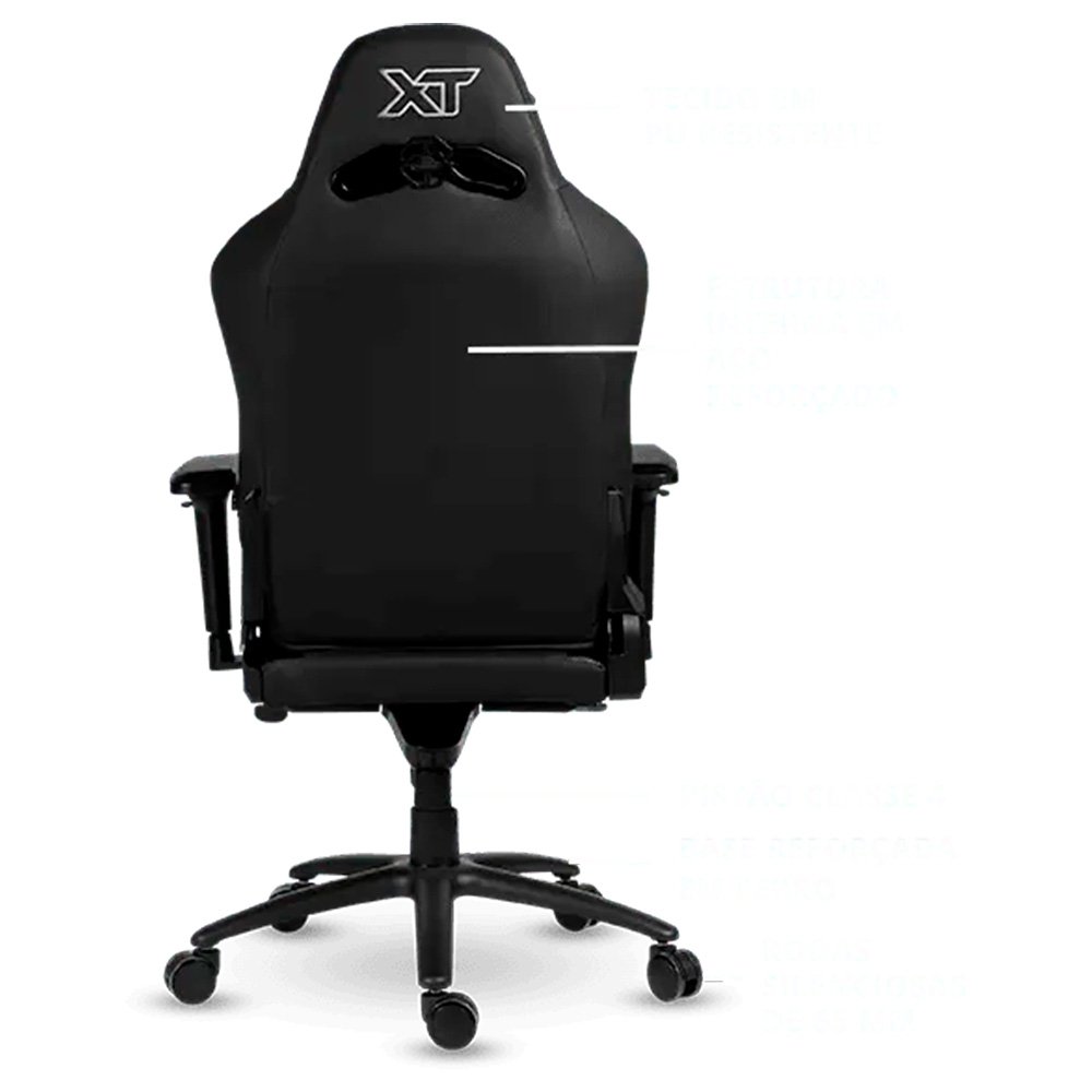 Cadeira Gamer XT Racer Fire Gun, Até 130Kg, Reclinável, Com Almofadas, Cilindro de Gás Classe 4, Couro PU, Preta - XTR-029 - view 3