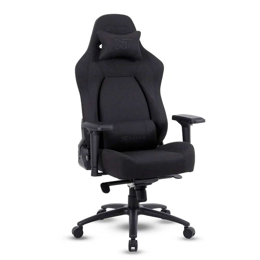 Imagem 10 de 15 do produto Cadeira Gamer XT Racer Fire Gun Style, Até 130Kg, Reclinável, Com Almofadas, Cilindro de Gás Classe 4, Tecido, Preta - XTR-072