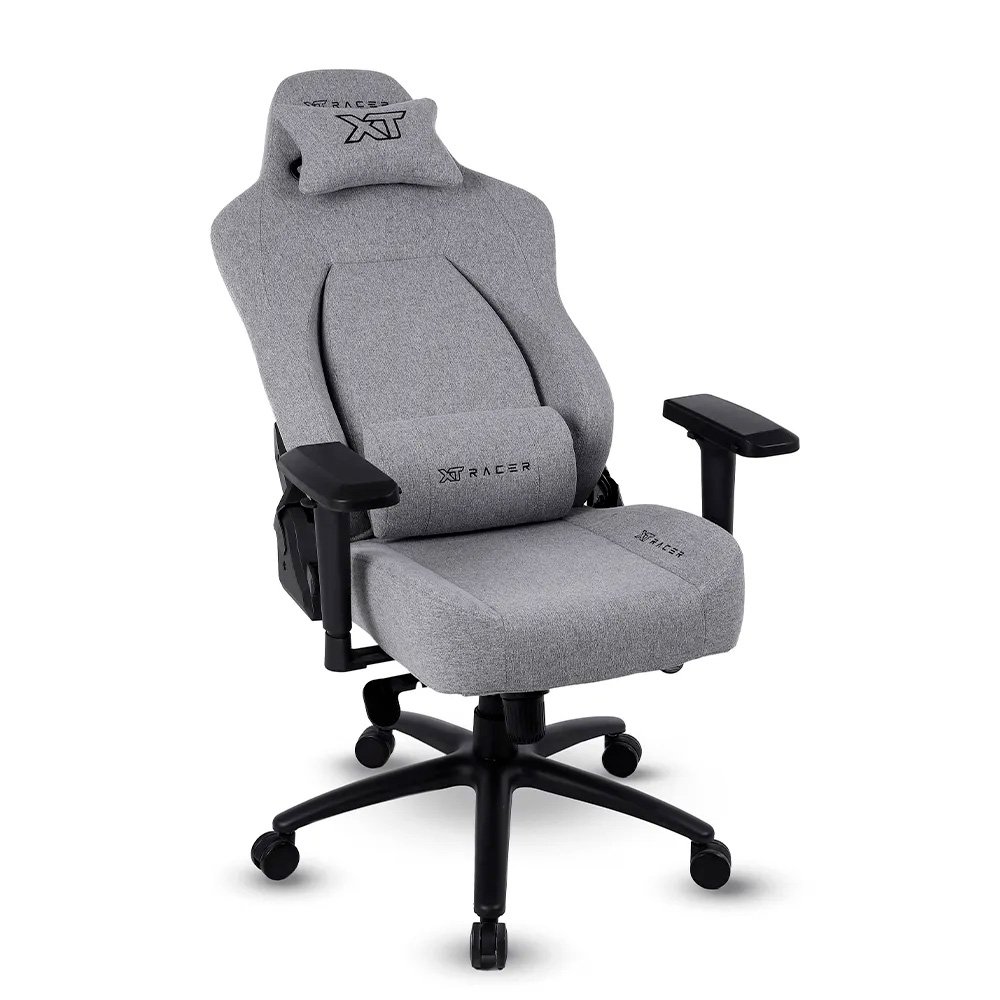 Imagem 8 de 15 do produto Cadeira Gamer XT Racer Fire Gun Style, Até 130Kg, Reclinável, Com Almofadas, Cilindro de Gás Classe 4, Tecido, Cinza - XTR-073