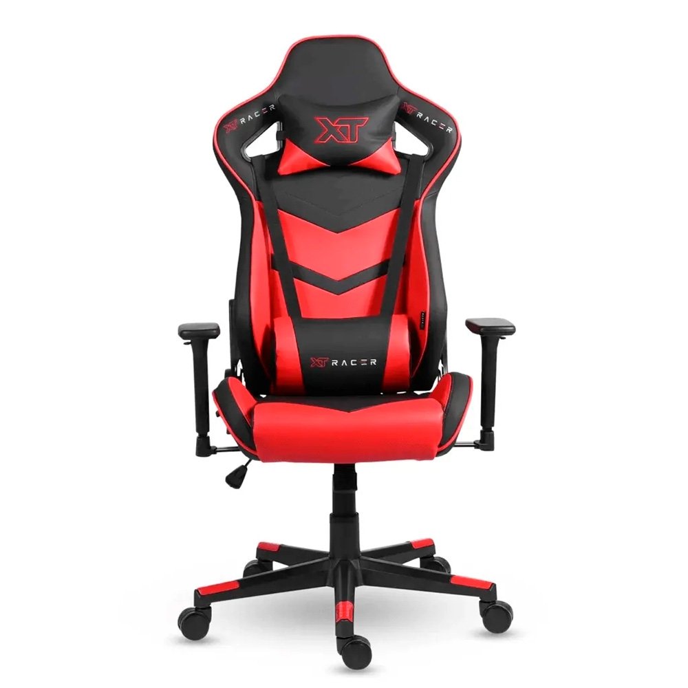 Cadeira Gamer XT Racer Taycan, Até 130Kg, Com Almofadas, Braço 3D, Cilindro de Gás Classe 4, Couro PU, Preta e Vermelha - XTR-042