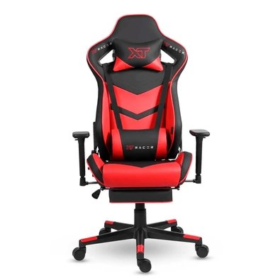 Cadeira Gamer XT Racer Taycan, Até 130Kg, Apoio de Pés, Retrátil, Braço 3D, Cilindro de Gás Classe 4, Couro PU, Preta e Vermelha - XTR-047