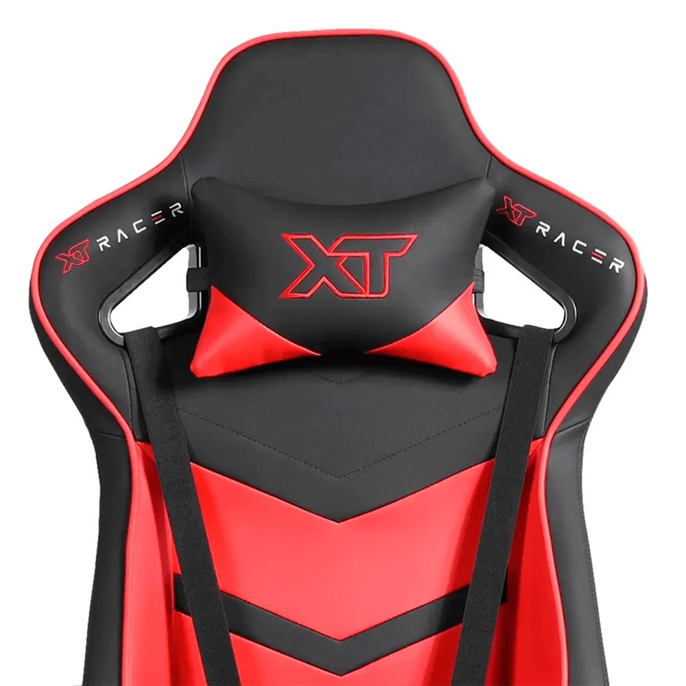 Imagem 10 de 16 do produto Cadeira Gamer XT Racer Taycan, Até 130Kg, Apoio de Pés, Retrátil, Braço 3D, Cilindro de Gás Classe 4, Couro PU, Preta e Vermelha - XTR-047
