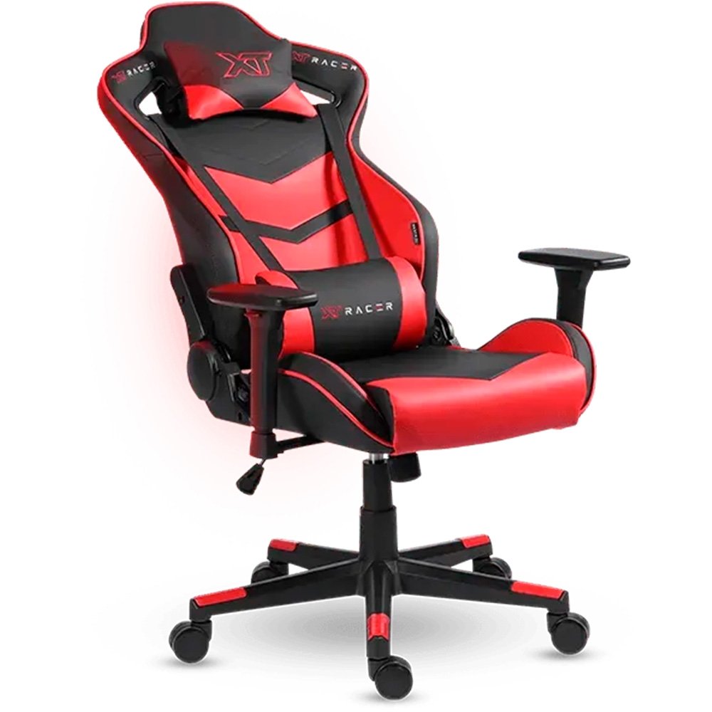 Imagem 13 de 16 do produto Cadeira Gamer XT Racer Taycan, Até 130Kg, Apoio de Pés, Retrátil, Braço 3D, Cilindro de Gás Classe 4, Couro PU, Preta e Vermelha - XTR-047