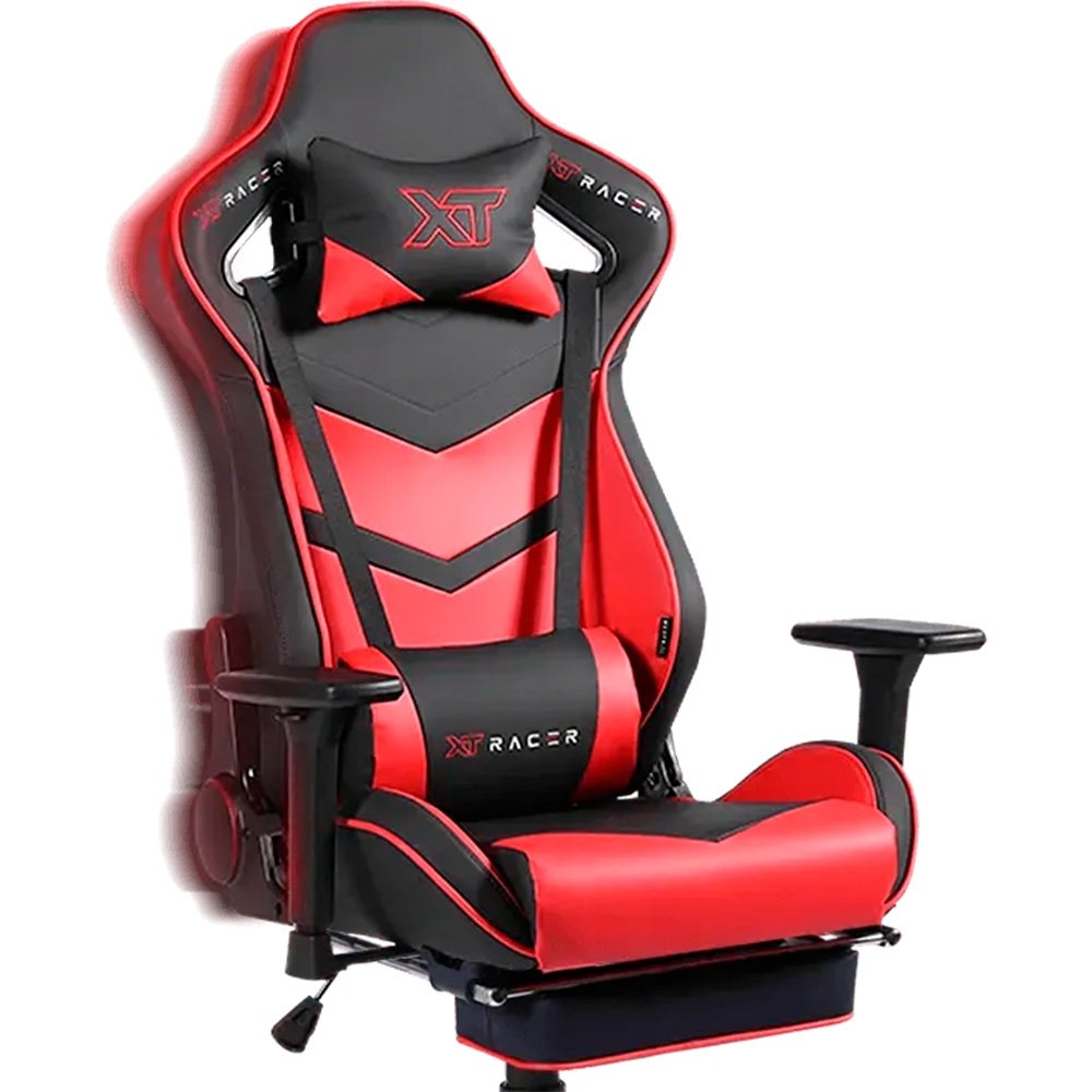 Imagem 15 de 16 do produto Cadeira Gamer XT Racer Taycan, Até 130Kg, Apoio de Pés, Retrátil, Braço 3D, Cilindro de Gás Classe 4, Couro PU, Preta e Vermelha - XTR-047