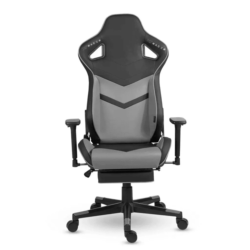 Imagem 6 de 17 do produto Cadeira Gamer XT Racer Taycan, Até 130Kg, Apoio de Pés, Retrátil, Braço 3D, Cilindro de Gás Classe 4, Couro PU, Preta e Cinza - XTR-048