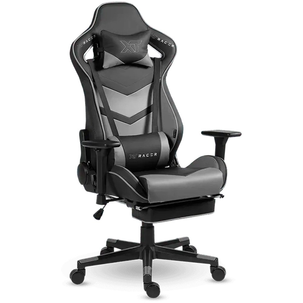 Imagem 12 de 17 do produto Cadeira Gamer XT Racer Taycan, Até 130Kg, Apoio de Pés, Retrátil, Braço 3D, Cilindro de Gás Classe 4, Couro PU, Preta e Cinza - XTR-048
