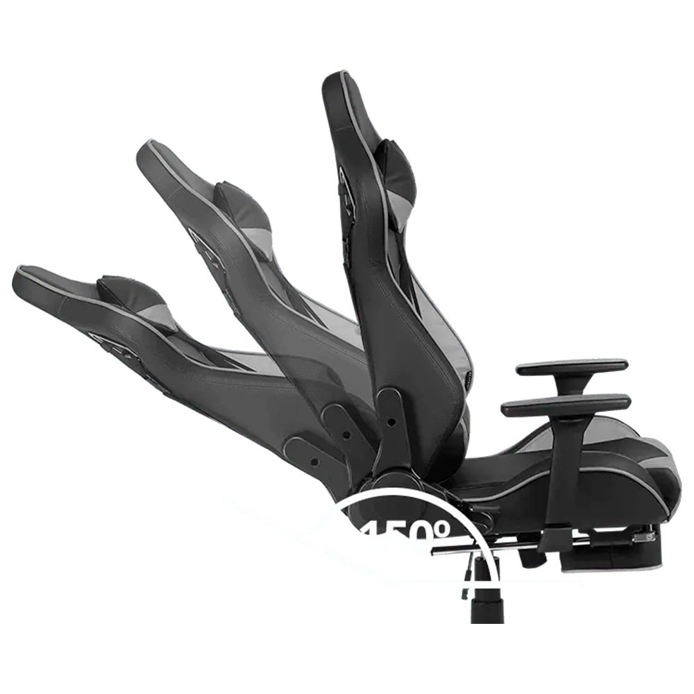 Imagem 15 de 17 do produto Cadeira Gamer XT Racer Taycan, Até 130Kg, Apoio de Pés, Retrátil, Braço 3D, Cilindro de Gás Classe 4, Couro PU, Preta e Cinza - XTR-048