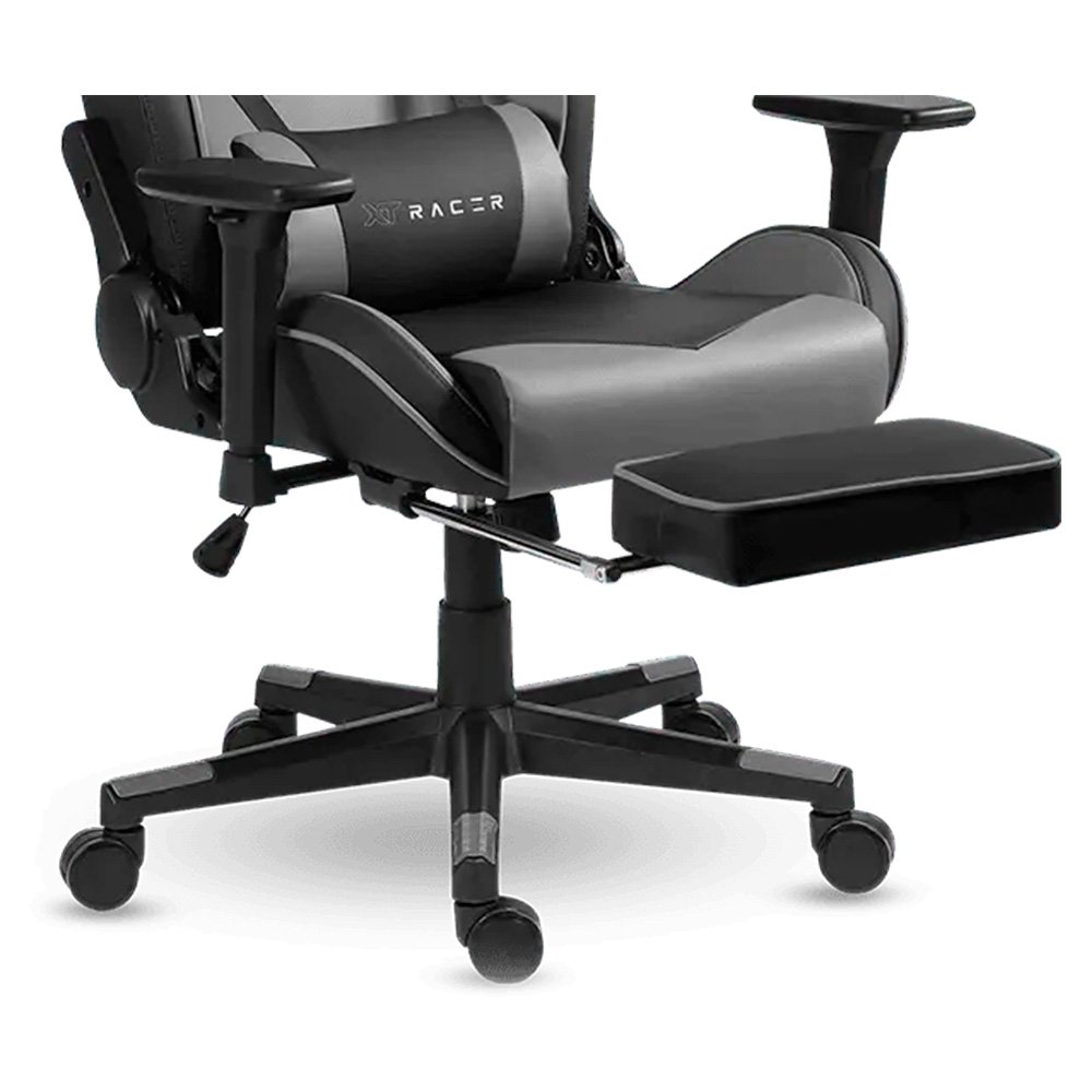 Imagem 16 de 17 do produto Cadeira Gamer XT Racer Taycan, Até 130Kg, Apoio de Pés, Retrátil, Braço 3D, Cilindro de Gás Classe 4, Couro PU, Preta e Cinza - XTR-048