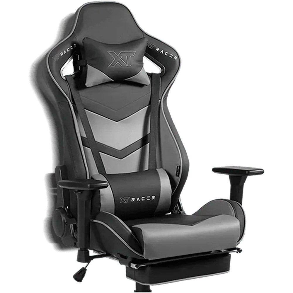 Imagem 17 de 17 do produto Cadeira Gamer XT Racer Taycan, Até 130Kg, Apoio de Pés, Retrátil, Braço 3D, Cilindro de Gás Classe 4, Couro PU, Preta e Cinza - XTR-048