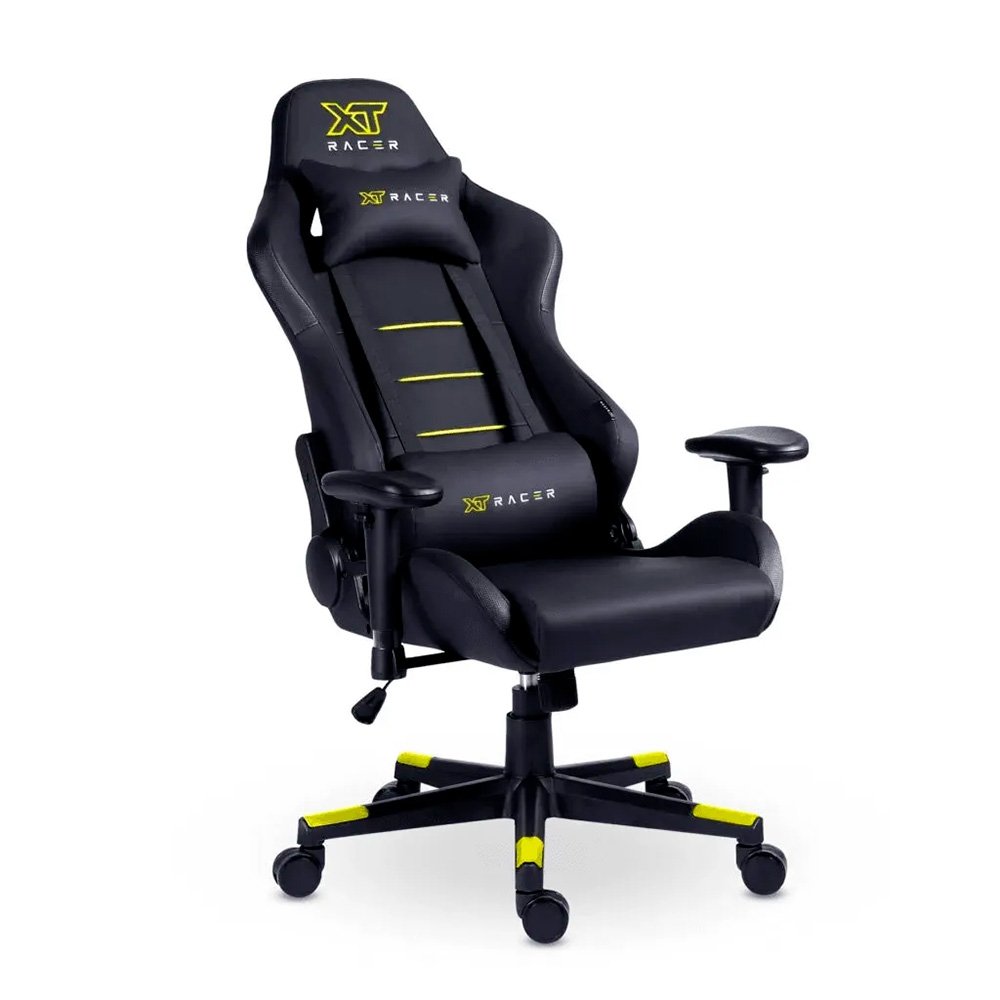 Cadeira Gamer XT Racer Attack, Até 120Kg, Reclinável, Com Almofadas, Cilindro de Gás Classe 4, Couro PU, Preta e Amarela - XTR-052 - view 2