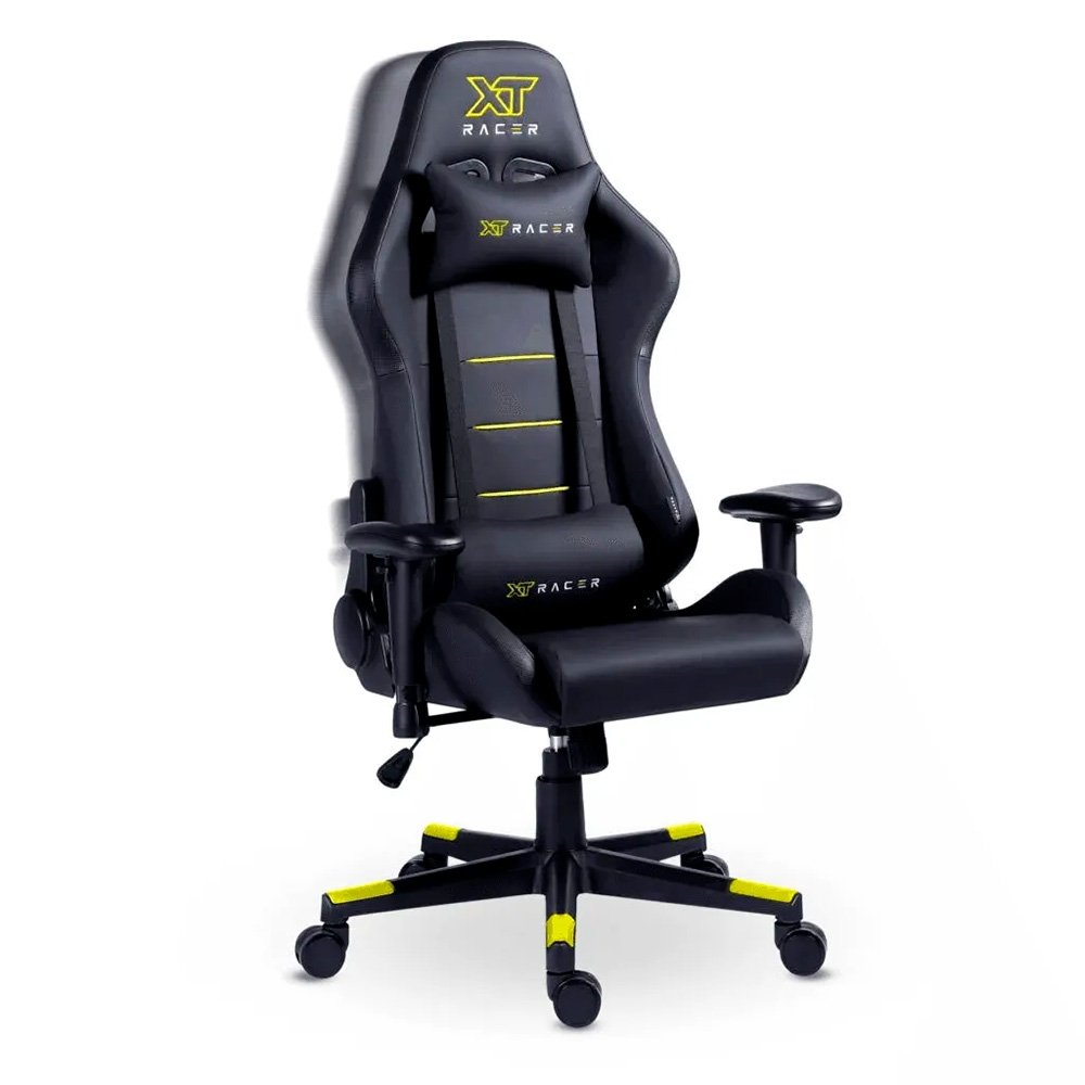 Cadeira Gamer XT Racer Attack, Até 120Kg, Reclinável, Com Almofadas, Cilindro de Gás Classe 4, Couro PU, Preta e Amarela - XTR-052 - view 4
