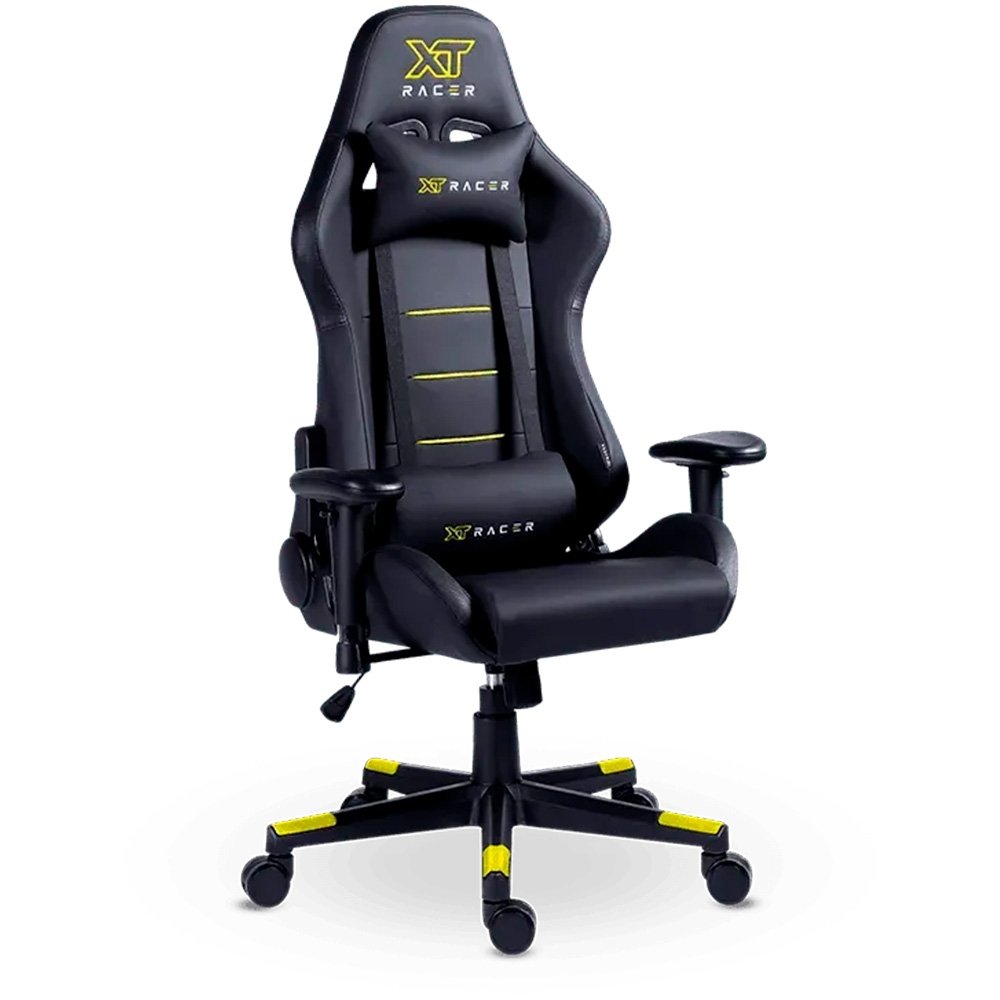 Cadeira Gamer XT Racer Attack, Até 120Kg, Reclinável, Com Almofadas, Cilindro de Gás Classe 4, Couro PU, Preta e Amarela - XTR-052 - view 5