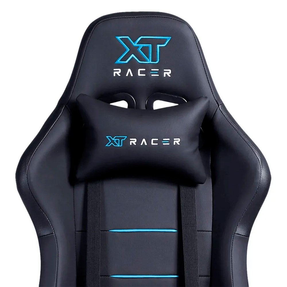 Imagem 9 de 15 do produto Cadeira Gamer XT Racer Attack, Até 120Kg, Reclinável, Com Almofadas, Cilindro de Gás Classe 4, Couro PU, Preta e Azul - XTR-053