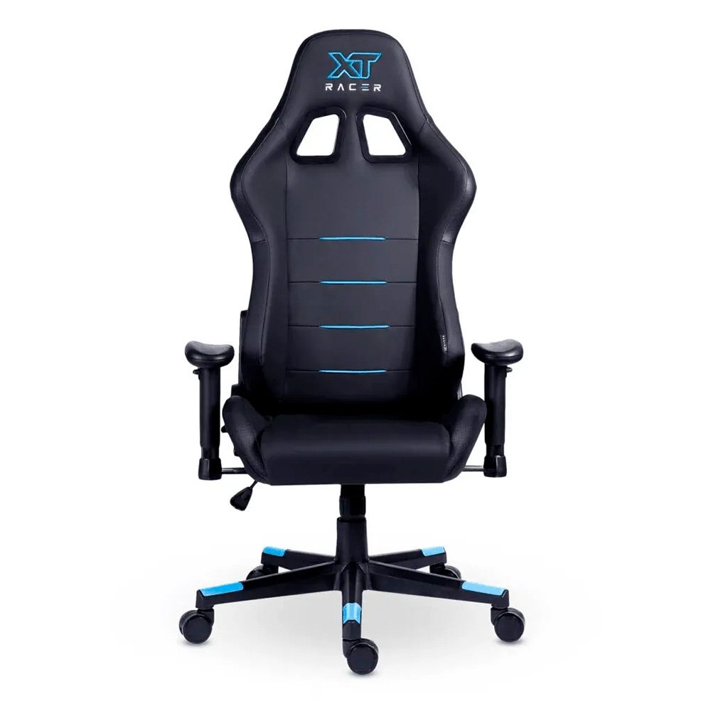 Cadeira Gamer XT Racer Attack, Até 120Kg, Reclinável, Com Almofadas, Cilindro de Gás Classe 4, Couro PU, Preta e Azul - XTR-053 Cadeira Gamer XT Racer Attack, Até 120Kg, Reclinável, Com Almofadas, Cilindro de Gás Classe 4, Couro PU, Preta e Azul - XTR-053