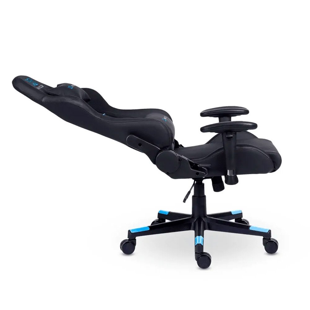 Imagem 12 de 15 do produto Cadeira Gamer XT Racer Attack, Até 120Kg, Reclinável, Com Almofadas, Cilindro de Gás Classe 4, Couro PU, Preta e Azul - XTR-053