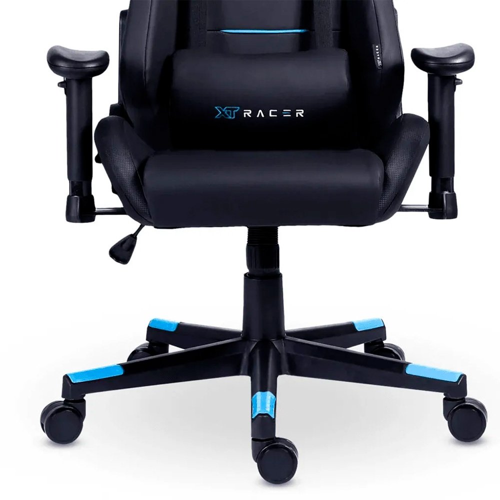 Imagem 10 de 15 do produto Cadeira Gamer XT Racer Attack, Até 120Kg, Reclinável, Com Almofadas, Cilindro de Gás Classe 4, Couro PU, Preta e Azul - XTR-053