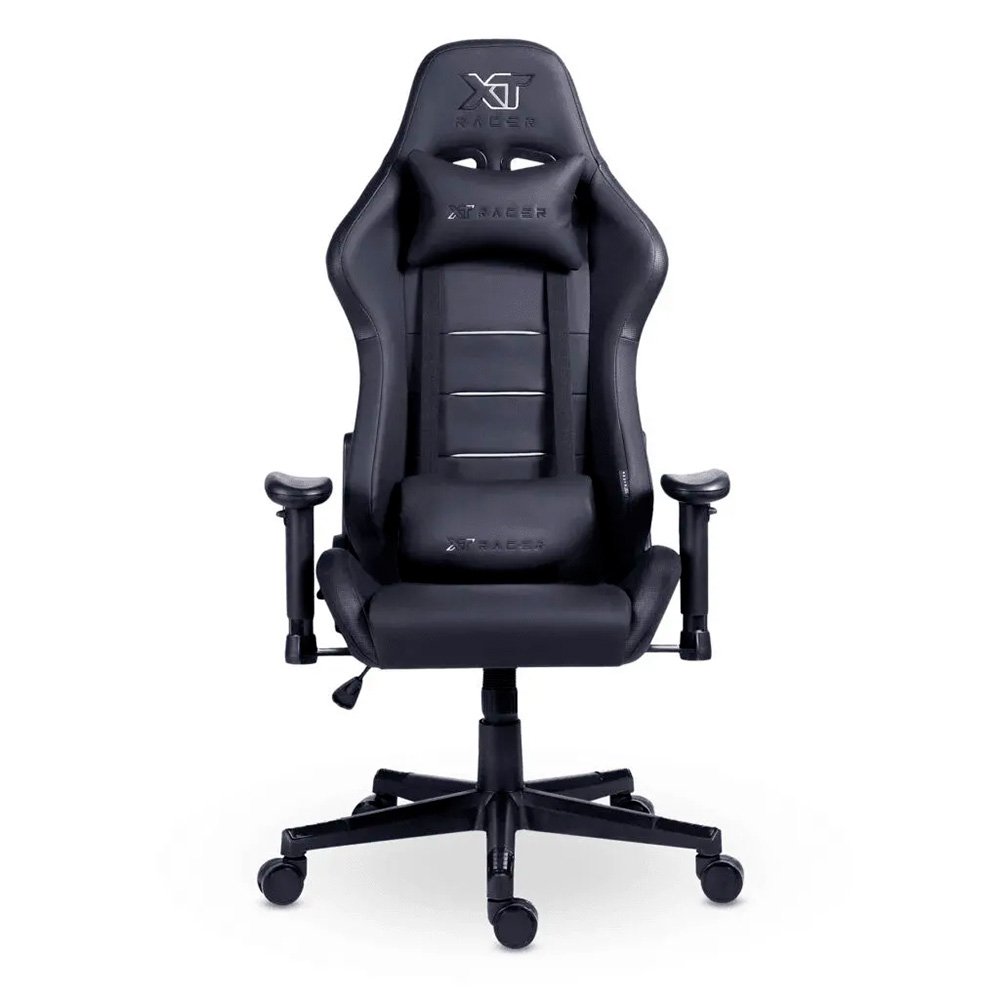 Cadeira Gamer XT Racer Attack, Até 120Kg, Reclinável, Com Almofadas, Cilindro de Gás Classe 4, Couro PU, Preta e Prata - XTR-055