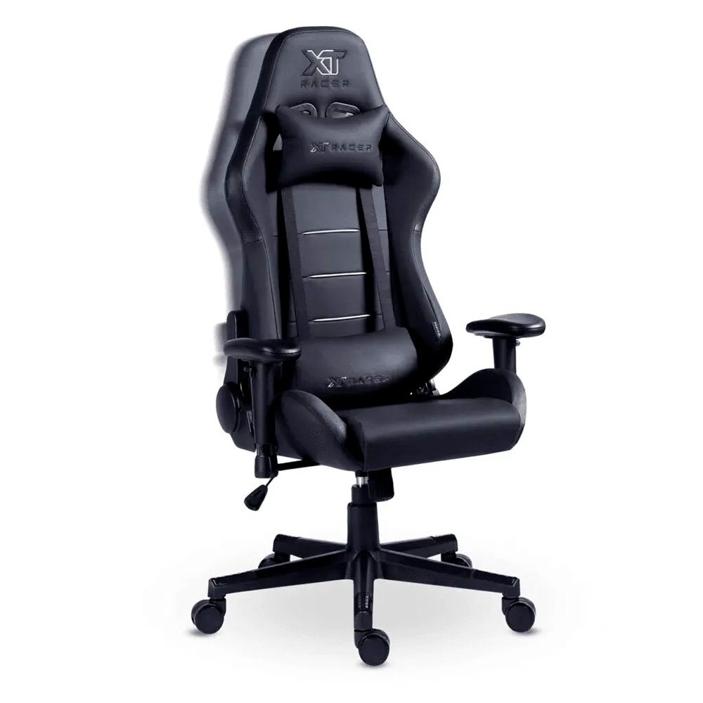 Imagem 9 de 15 do produto Cadeira Gamer XT Racer Attack, Até 120Kg, Reclinável, Com Almofadas, Cilindro de Gás Classe 4, Couro PU, Preta e Prata - XTR-055
