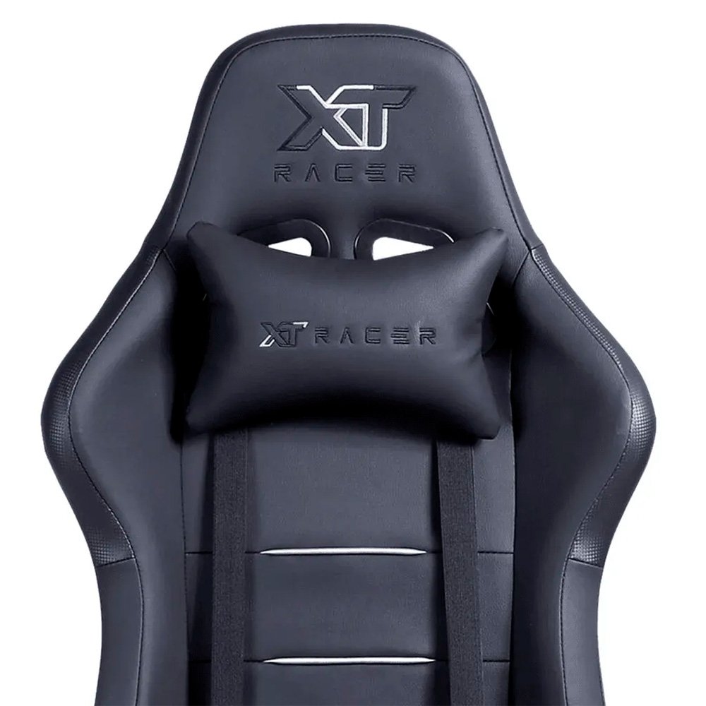 Imagem 10 de 15 do produto Cadeira Gamer XT Racer Attack, Até 120Kg, Reclinável, Com Almofadas, Cilindro de Gás Classe 4, Couro PU, Preta e Prata - XTR-055