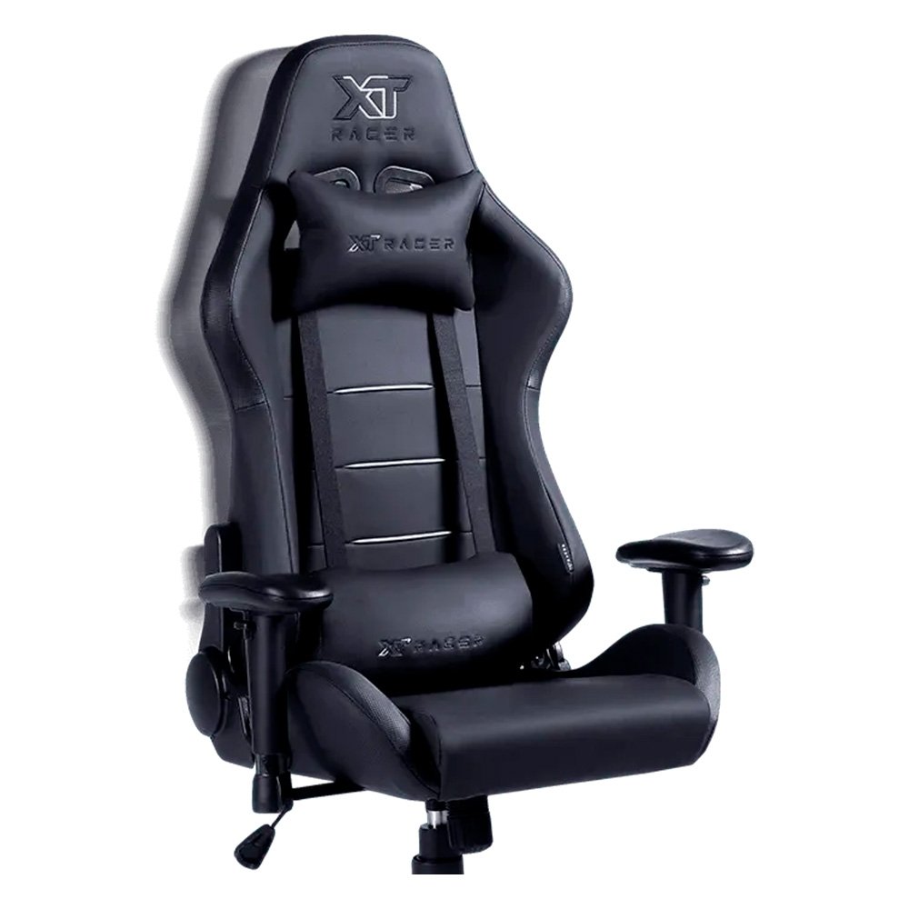 Imagem 14 de 15 do produto Cadeira Gamer XT Racer Attack, Até 120Kg, Reclinável, Com Almofadas, Cilindro de Gás Classe 4, Couro PU, Preta e Prata - XTR-055