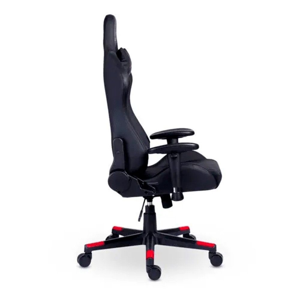 Imagem 5 de 16 do produto Cadeira Gamer XT Racer Attack, Até 120Kg, Reclinável, Com Almofadas, Cilindro de Gás Classe 4, Couro PU, Preta e Vermelha - XTR-056
