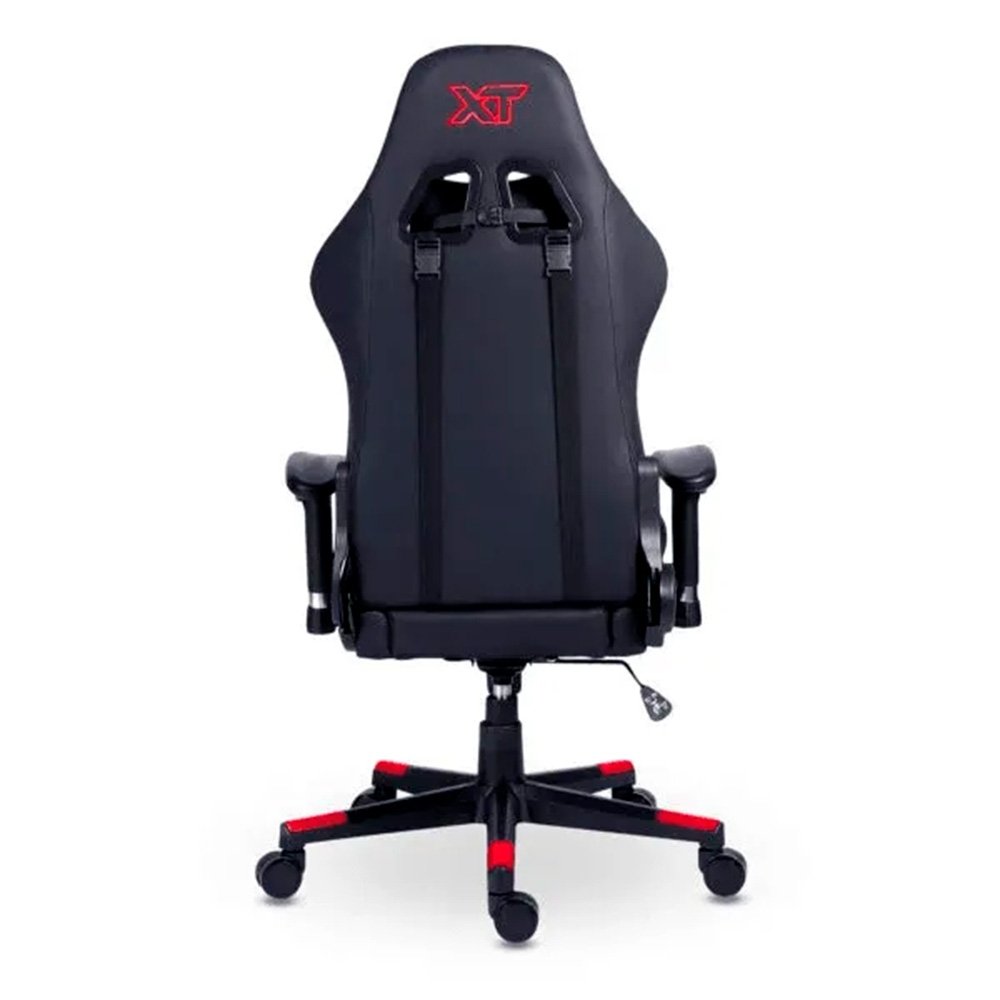 Imagem 3 de 16 do produto Cadeira Gamer XT Racer Attack, Até 120Kg, Reclinável, Com Almofadas, Cilindro de Gás Classe 4, Couro PU, Preta e Vermelha - XTR-056