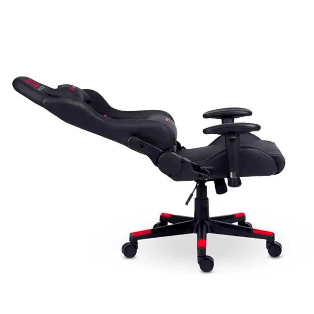 Imagem 6 de 16 do produto Cadeira Gamer XT Racer Attack, Até 120Kg, Reclinável, Com Almofadas, Cilindro de Gás Classe 4, Couro PU, Preta e Vermelha - XTR-056